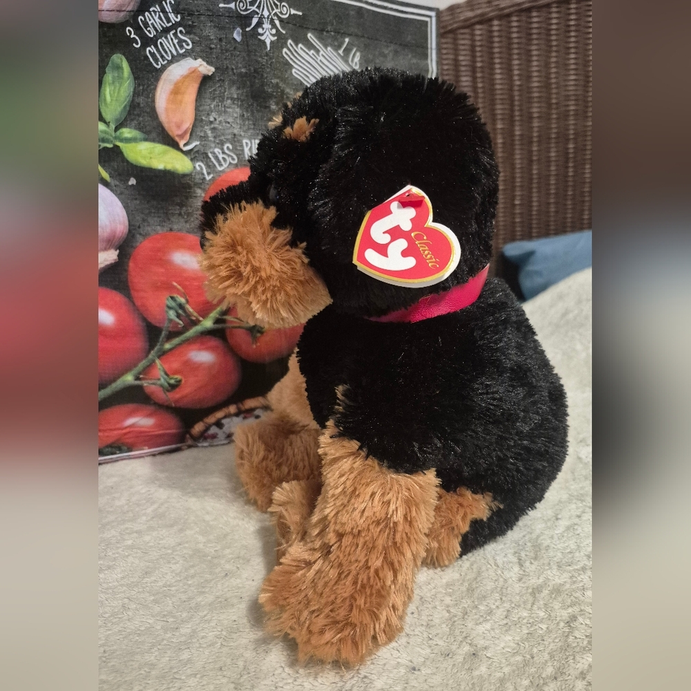 TY Classic Black and Brown Plush Dog "Name: " Brutus"